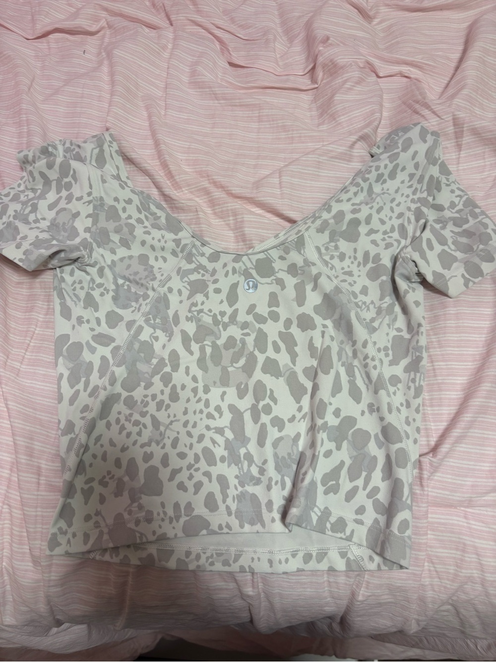 lululemon athletica Light Gray Animal-Print Scoop Crop Top